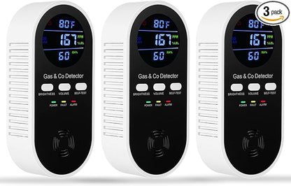 3 Packs 5-in-1 Combination Gas &Carbon Monoxide Detector, Plug-in Explosive Gas by HembisenSafetyProducts