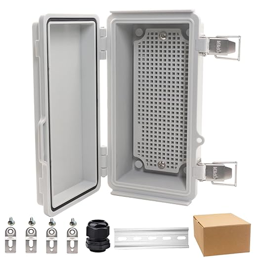 Waterproof Electrical Box, IP67 Junction Box Stainless Steel Latch Hinged Grey by YETLEBOX