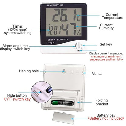 Temperature Humidity Meter, LCD Electronic Digital Outdoor/Indoor Thermometer - Image 3