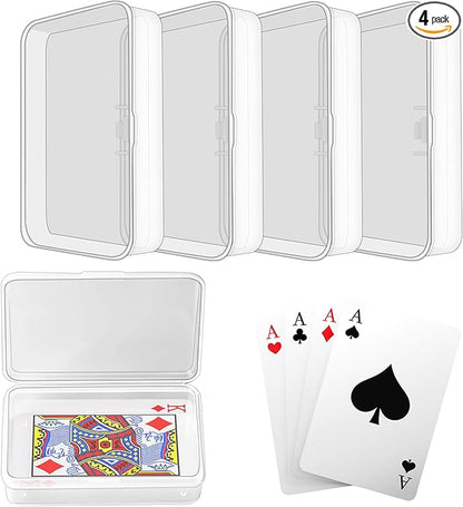 Blank Card Case, 4 Pack Clear Plastic Card Deck Box, Snaps Closed by Lenpestia