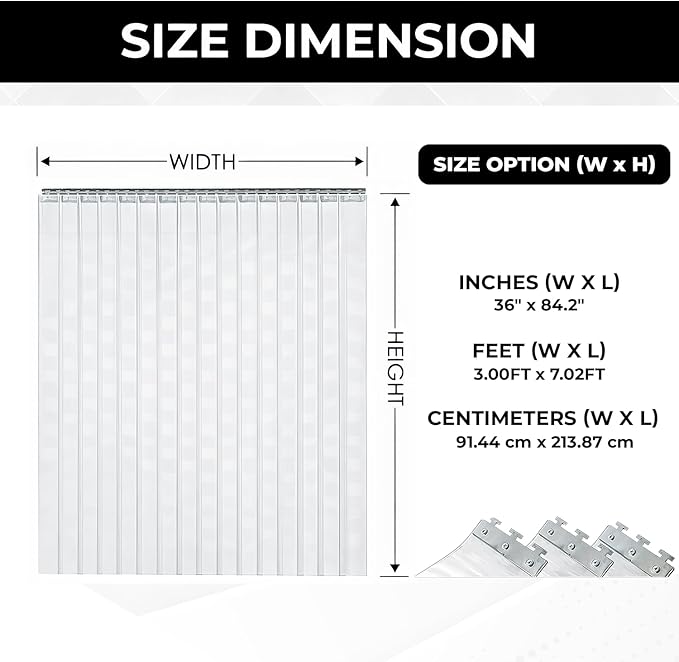 Clear Kit PVC Smooth Plastic Strip Door Curtain 3x7 ft. Standard Clear - Image 6