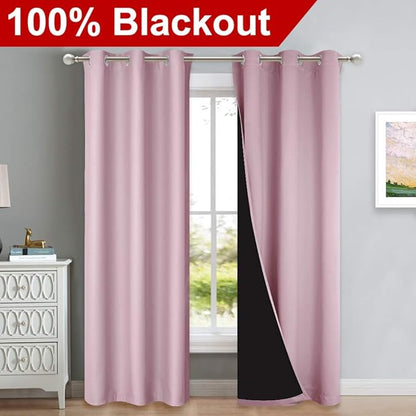 NICETOWN Blackout Curtains 80 inches Long, 2 Pieces, Lavender Pink, Full Light - Image 2