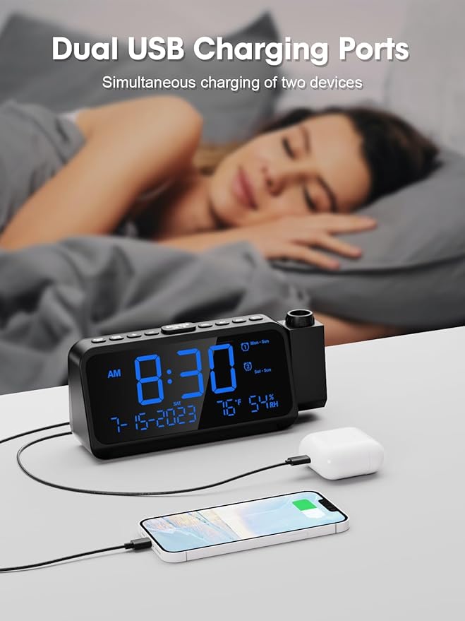 ROCAM Projection Alarm Clock for Bedroom Ceiling, Digital Clock - Image 7