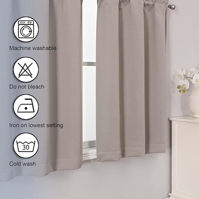 Chyhomenyc Stone Short Blackout Curtains 36 Inch Length, Small Kitchen Curtain - Image 7