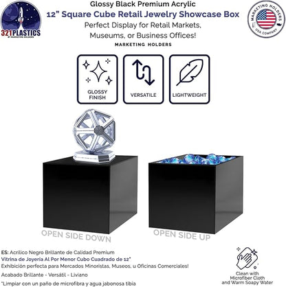 12 Inch Glossy Black Acrylic Display Box - Image 3