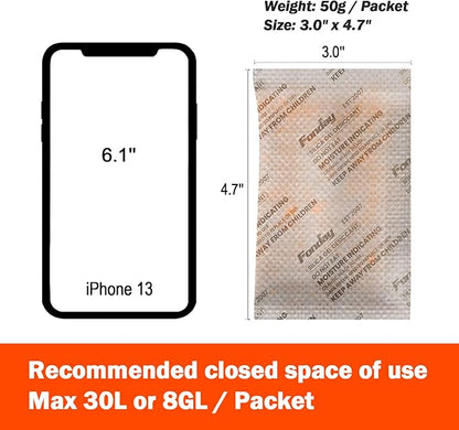 50g x 40 Packs Fonday Rechargeable Silica Gel Desiccant Packets Food Grade Fast - Image 6