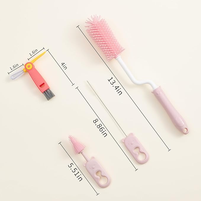 Chemimoso Silicone Spinning Bottle Cleaning Brush, 13.4in Long Handle Water Cup - Image 2