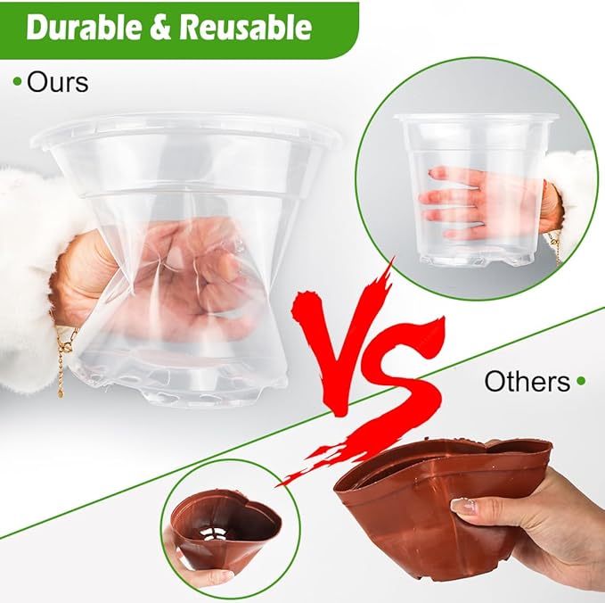 6 Inch Clear Nursery Pots with Humidity Dome, 30 Pack Reusable Seed Starter Pot - Image 4