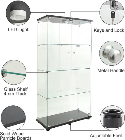 Yoluckea 4 Shelves Glass Display Cabinet - Image 7