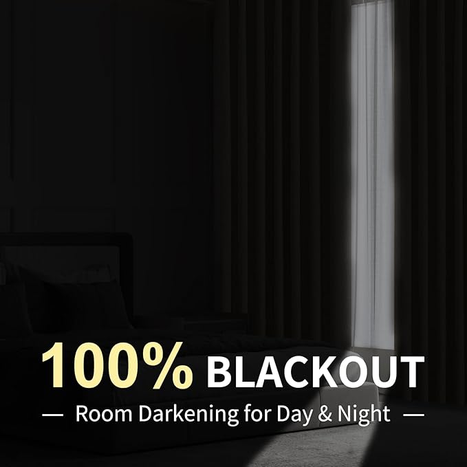 CUCRAF Linen 100% Blackout Curtains 63 Inch Length 2 Panels Set, Back Tab and - Image 2