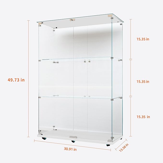 Yoluckea 3 Tiers Glass Display Cabinet - Image 2