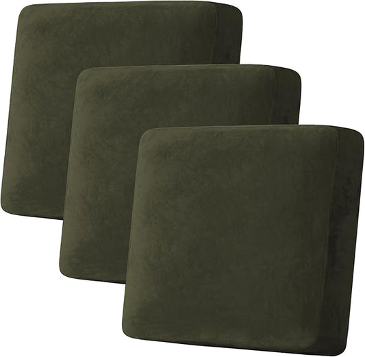 H.VERSAILTEX Velvet Stretch Couch Cushion Cover Plush Cushion Slipcover by HVERSAILTEX