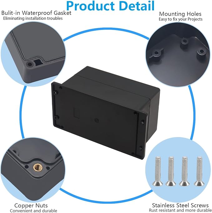 Project Box ABS Black Electrical Boxes IP67 Outdoor Waterproof Junction Box - Image 6