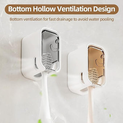 2 Pcs Toothbrush Holders for Bathroom, Toothbrush Holder Wall Mounted - Image 4