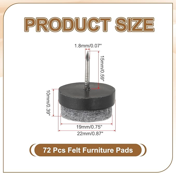 PATIKIL 22 mm Nail-on Felt Pads - Image 2