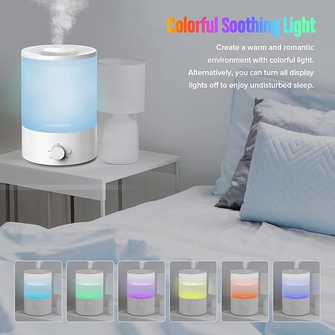 MEGAWISE 3.5L Ultrasonic Cool Mist Humidifier – Top-Fill, Essential Oil Diffuser - Image 6