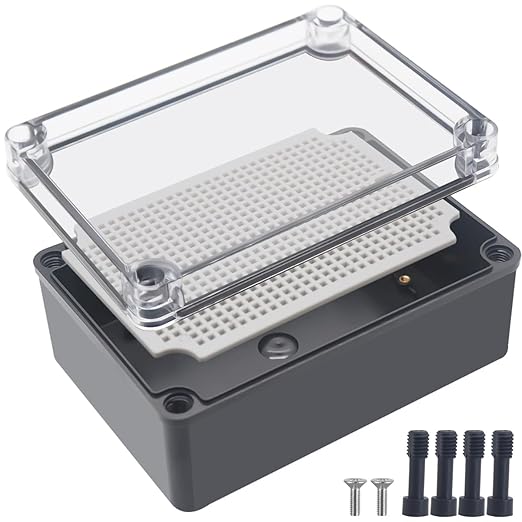 Junction Box, IP67 Waterproof ABS Black Project Box Clear Cover by Otdorpatio