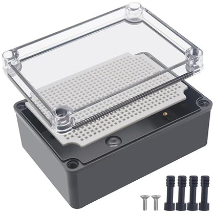 Junction Box, IP67 Waterproof ABS Black Project Box Clear Cover by Otdorpatio