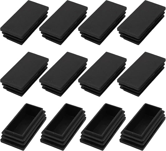 METALLIXITY Rectangle End Caps 12Pcs, Plastic Rectangle Tube Inserts Threaded by METALLIXITY