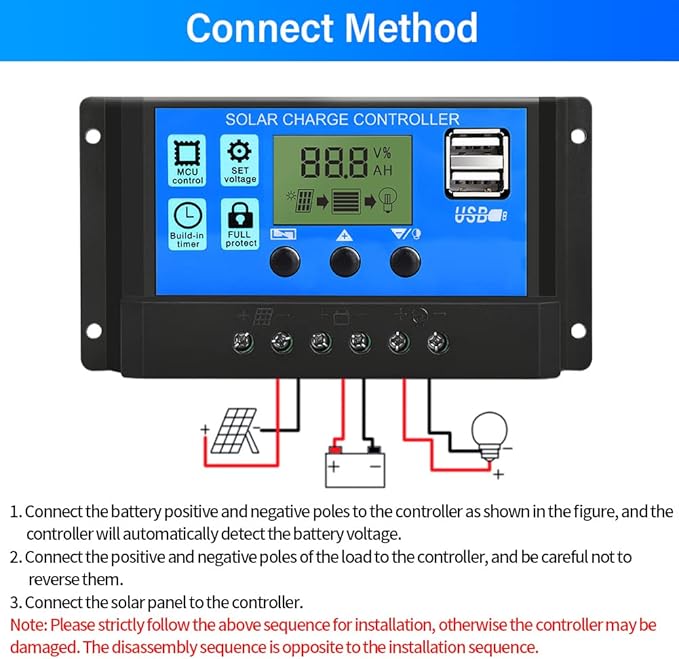 PWM Solar Charge Controller 30A Solar Panel Controller 12V/24V Auto Adjustable - Image 3