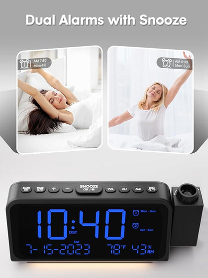 ROCAM Projection Alarm Clock for Bedroom Ceiling, Digital Clock - Image 5