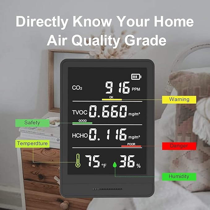 5-in-1 Professional Indoor Air Quality Monitor Indoor Portable CO2 Monitor | - Image 5