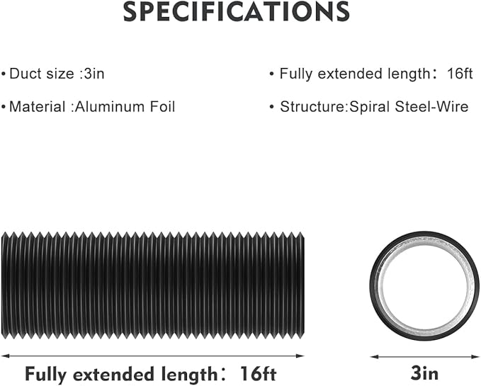 YIJUHOU Dryer Vent Hose Flexible: 3 Inch 17FT Flexible Aluminum PVC Insulated - Image 3