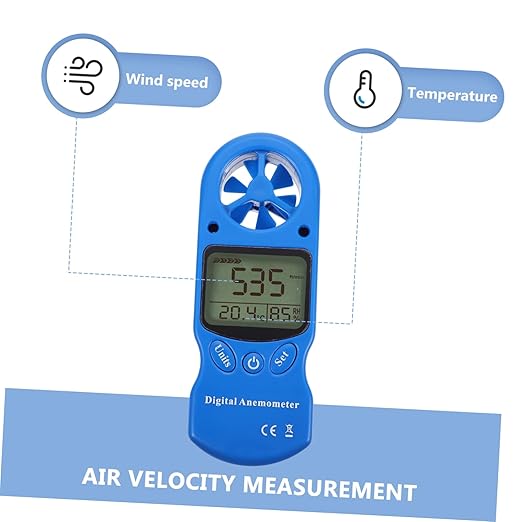 GLEAVI Handheld Thermometer Hygrometer Air Flow Velocity Wind Gauge LCD Display - Image 2