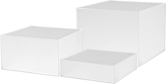 Acrylic Display Riser Boxes Frosted 3 Piece Retail Product Riser 2" by MarketingHolders