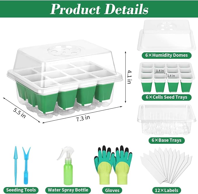 Mckanti 6 Pack Silicone Seed Starter Tray, Reusable Seed Starter Kit - Image 2
