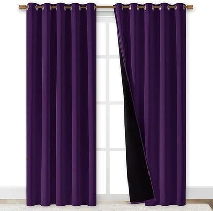 NICETOWN Royal Purple Full Shade Curtain Panels, 62 x 84 inch, Pair of Energy - Image 2