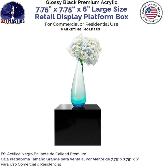 2 Pack Black Acrylic Display Box Countertop Showcase Bin 7.75" x 7.75" x 6" - Image 4