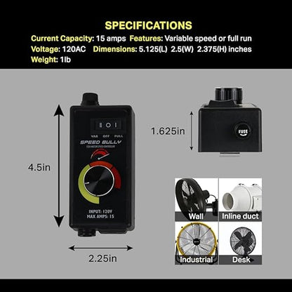 Speed Bully Motor Fan Speed Controller 120V, Variable Speed Controller - Image 4