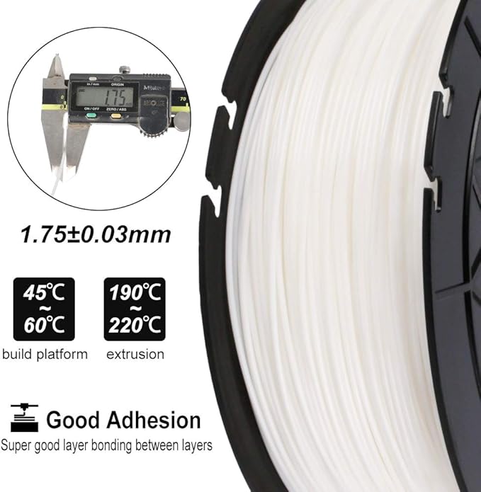 ST-PLA 3D Printer Filament White 1.75MM 1kg Spool Improved by New Formula - Image 2