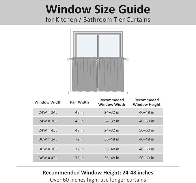 Home Queen Grey Waffle Bathroom Window Curtains, Short Water Repellent Rod - Image 7