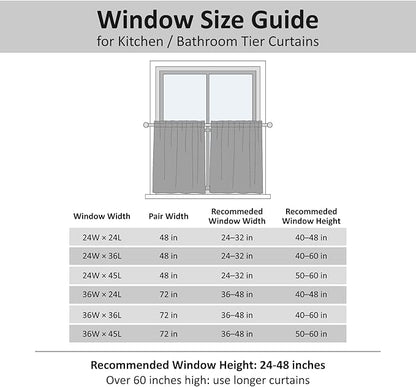 Home Queen Grey Waffle Bathroom Window Curtains, Short Water Repellent Rod - Image 7