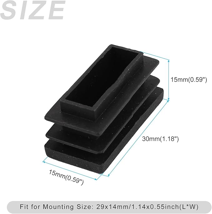 METALLIXITY Rectangle End Caps 24Pcs, Plastic Rectangle Tube Inserts Threaded - Image 2