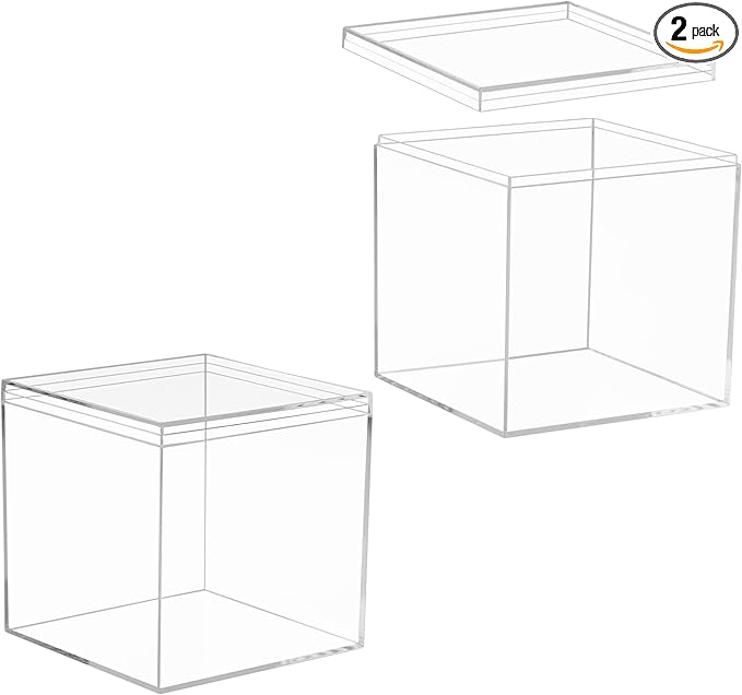 KissYou Large Acrylic Box With Lid Clear Display Boxes Acrylic Square Cube by KissYou