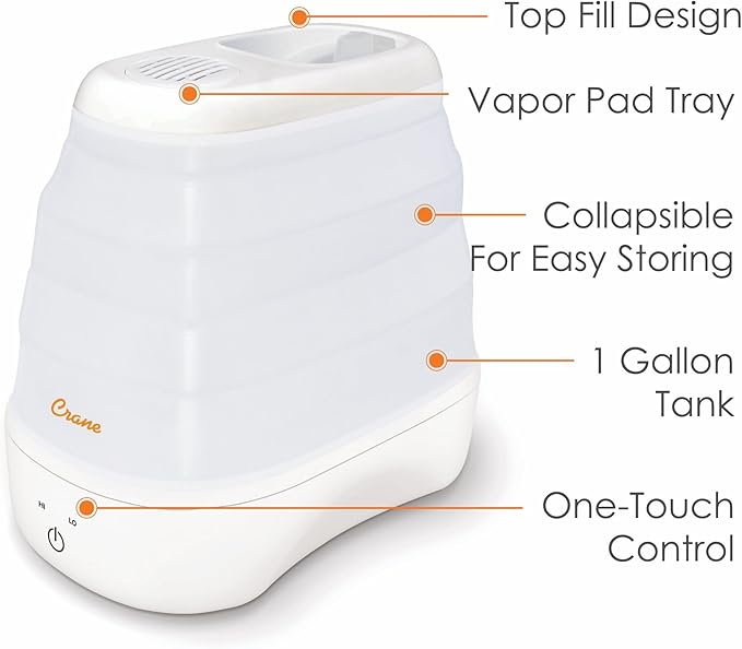 1 Gal. Warm Mist Collapsible Humidifier, Top Fill, - Image 3