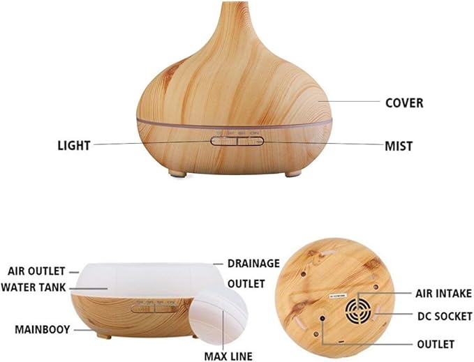 Aroma Essential Oil Diffuser, JoySusie 500ml Wood Grain Ultrasonic Cool Mist - Image 4