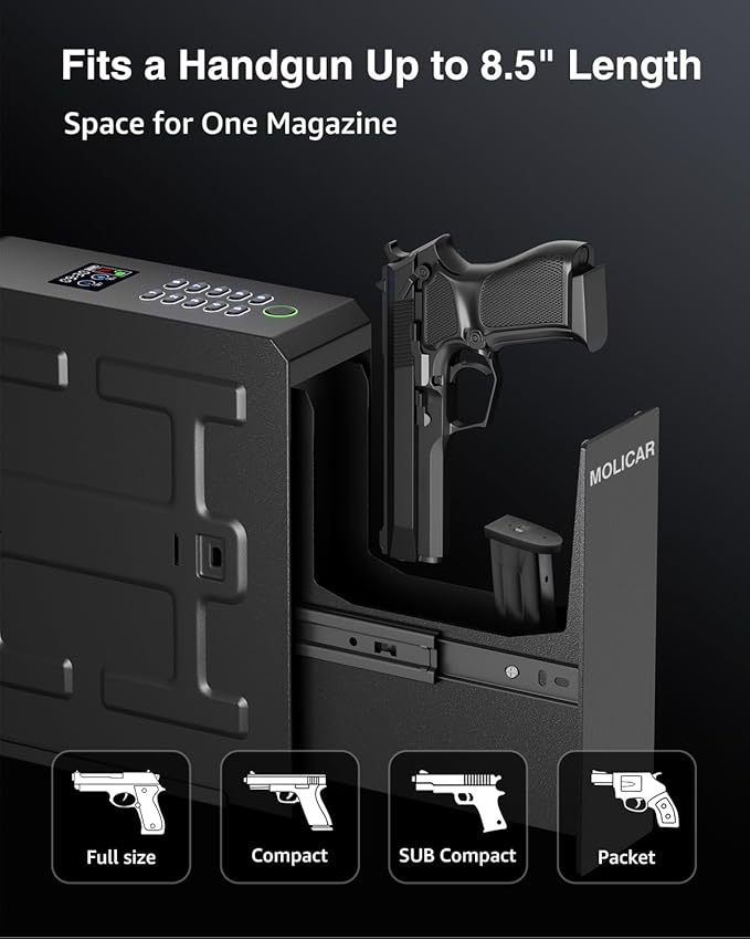 Biometric Gun Safe for Handgun Fingerprint 3 Ways Quick Access Slider Pistol - Image 4