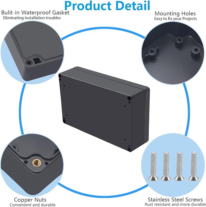 Outdoor Waterproof Junction Box IP67 Project Box ABS Black Electrical Boxes - Image 6
