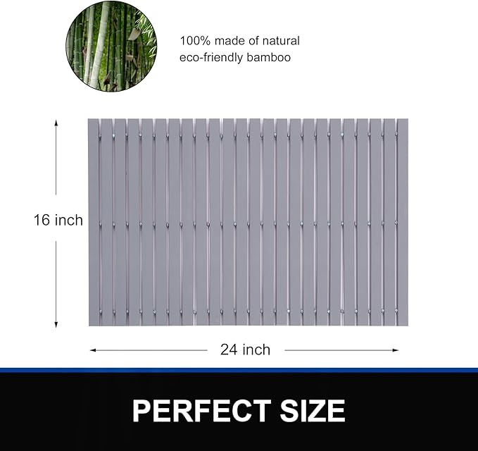 Bath Mat Bathroom Rugs Floor Wood Shower Bathtub Waterproof Non Slip Grey - Image 2
