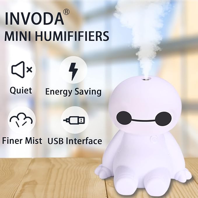 INVODA Small Humidifier Cool Mist Portable Desk USB Personal Mini Humidifiers - Image 2