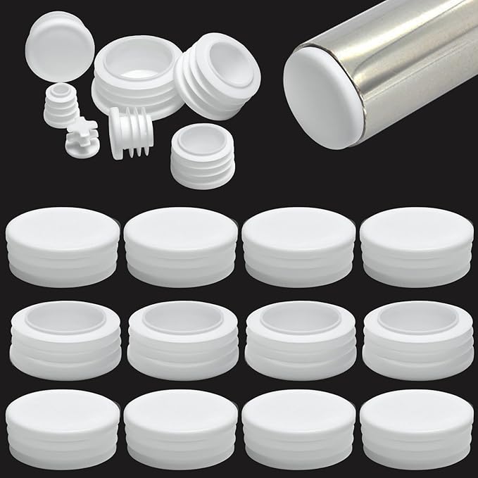 1-3/4" Plastic Hole Plugs White -Round Chair Leg Caps, Flush Mount Pipe Plugs by EASYEAH