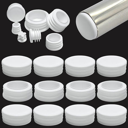 1-3/4" Plastic Hole Plugs White -Round Chair Leg Caps, Flush Mount Pipe Plugs by EASYEAH
