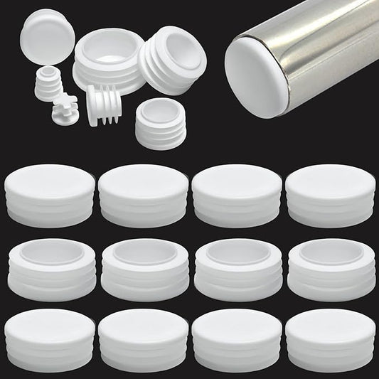 1-3/4" Plastic Hole Plugs White -Round Chair Leg Caps, Flush Mount Pipe Plugs by EASYEAH