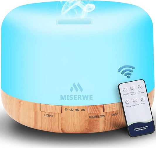 500ml Diffuser with Remote Control Waterless Automatic Shut Off Essential Oil by MISERWE