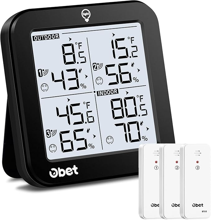 OBET Indoor Outdoor Thermometer Wireless Weather Station by OBET