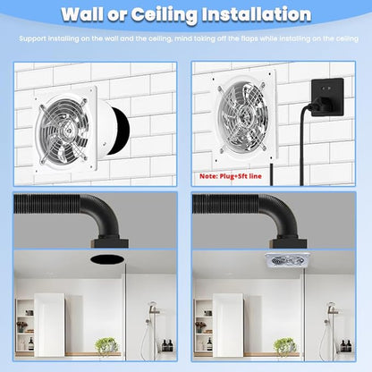 8 inch Exhaust Fan, 735CFM Wall Mounted Vent Fans, Ventilation Fan Bathroom - Image 6